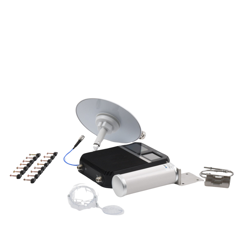 Kit Amplificador Office 200 para 2G, 3G y 4G / Mejora llamadas convencionales y VoLTE / Amplifica señal de TELCEL, AT&T y MOVISTAR / Cubre hasta 400 m² con una antena y hasta 1600 m² con 4 antenas.