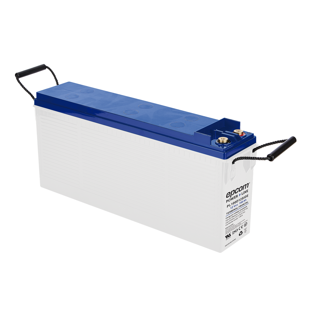 Batería de Ciclo Profundo AGM-VRLA / 12V 100Ah (10h) / Placas Gruesas Alta Densidad / Carcasa Ignífuga UL94-V0 / Terminal M8 / Baja Autodescarga / 1620A Cortocircuito