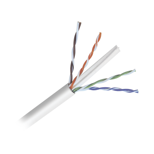 Bobina de Cable de 305 Metros (1000 Pies) de Cable Cat6 de Alto Desempeño, Super Flexible, UL, Cobre, Color Blanco, para Aplicaciones de Video Vigilancia y Redes de Datos