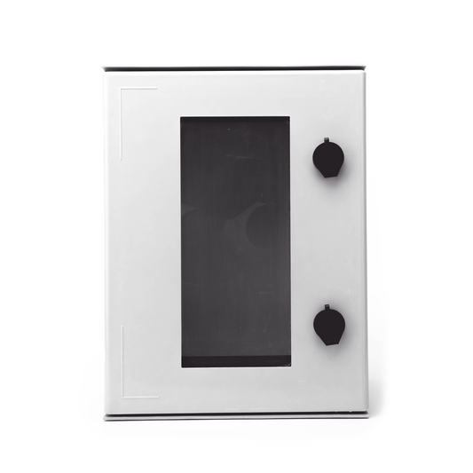 Gabinete de Poliéster IP65 Puerta Transparente, Uso en Intemperie (300 x 400 x 200 mm) con Placa Trasera Interior de Plástico (Incluye Chapa y Llave).