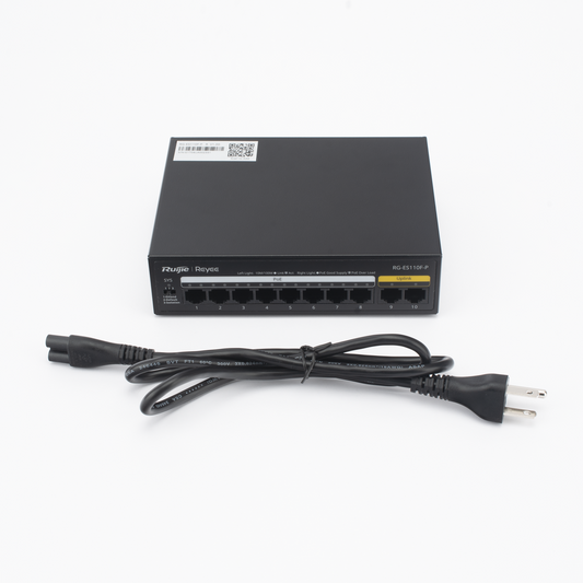Switch PoE+ no Administrable, Hasta 110 Watts, 8 puertos PoE+ y 2 Uplinks 10/100