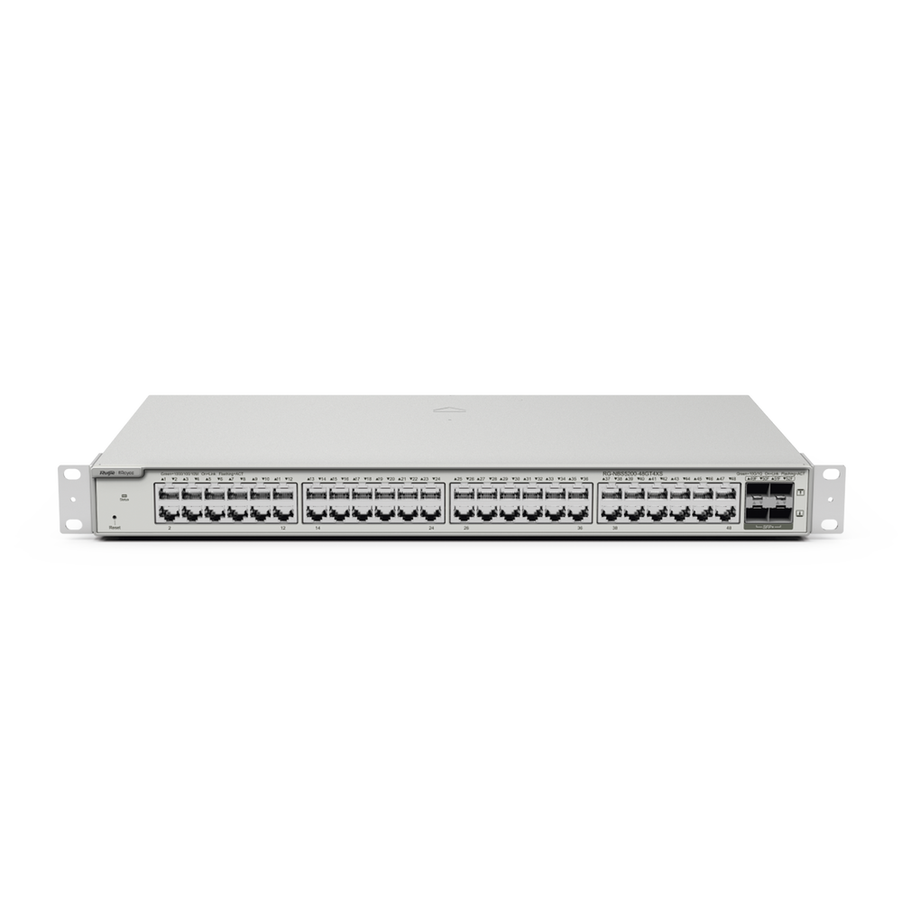 Switch Administrable Capa 3 con 48 puertos Gigabit + 4 SFP+ para fibra 10Gb, gestión gratuita desde la nube