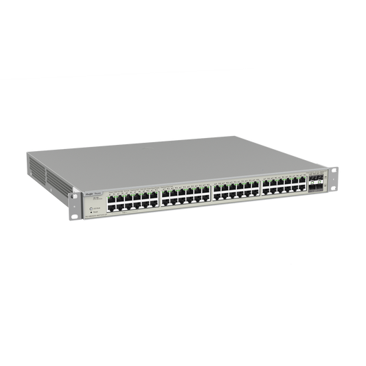 Switch Administrable Capa 3 con 48 puertos Gigabit PoE 802.3af/at + 4 SFP+ para fibra 10Gb, gestión gratuita desde la nube, 740W