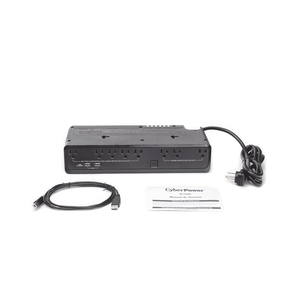 UPS de 750 VA/375 W, Topología Standby, Entrada 120 Vca NEMA 5-15P, de Escritorio, Con 8 Tomas NEMA 5-15R
