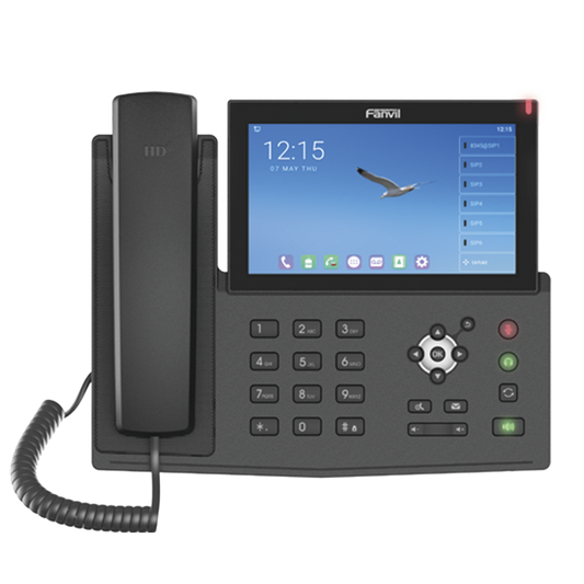 Teléfono IP Android Empresarial para 20 lineas SIP, pantalla táctil, Wi-Fi y Bluetooth, PoE, hasta 112 botones DSS, puertos Gigabit, soporta recepción de video.