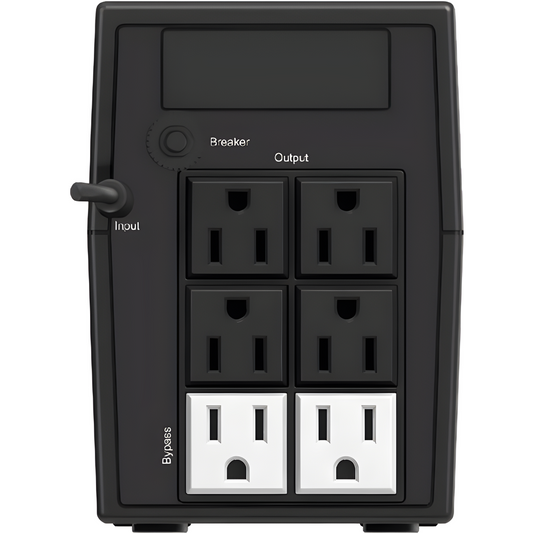 UPS de 600 VA / 360W / Protección Contra Sobrecarga y Descarga / Entrada y Salida 120 VCA / 6 Tomas NEMA 5-15R (4 con Respaldo y 2 sin Respaldo)