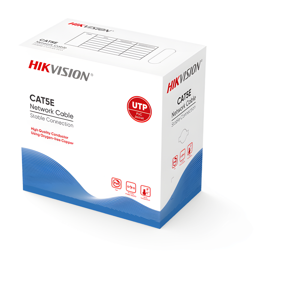 Bobina de Cable UTP 305 Metros (1000 Pies) / Cat5E (24 AWG) / Color Gris / PVC (CM) / Uso en Interior / 100% Cobre / Aplicaciones de CCTV y Redes de Datos
