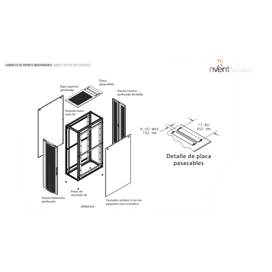 Gabinete de Telecomunicaciones de 45 UR ProLine FloTek, 606 mm de Ancho, 899 mm de Profundidad, Color Negro