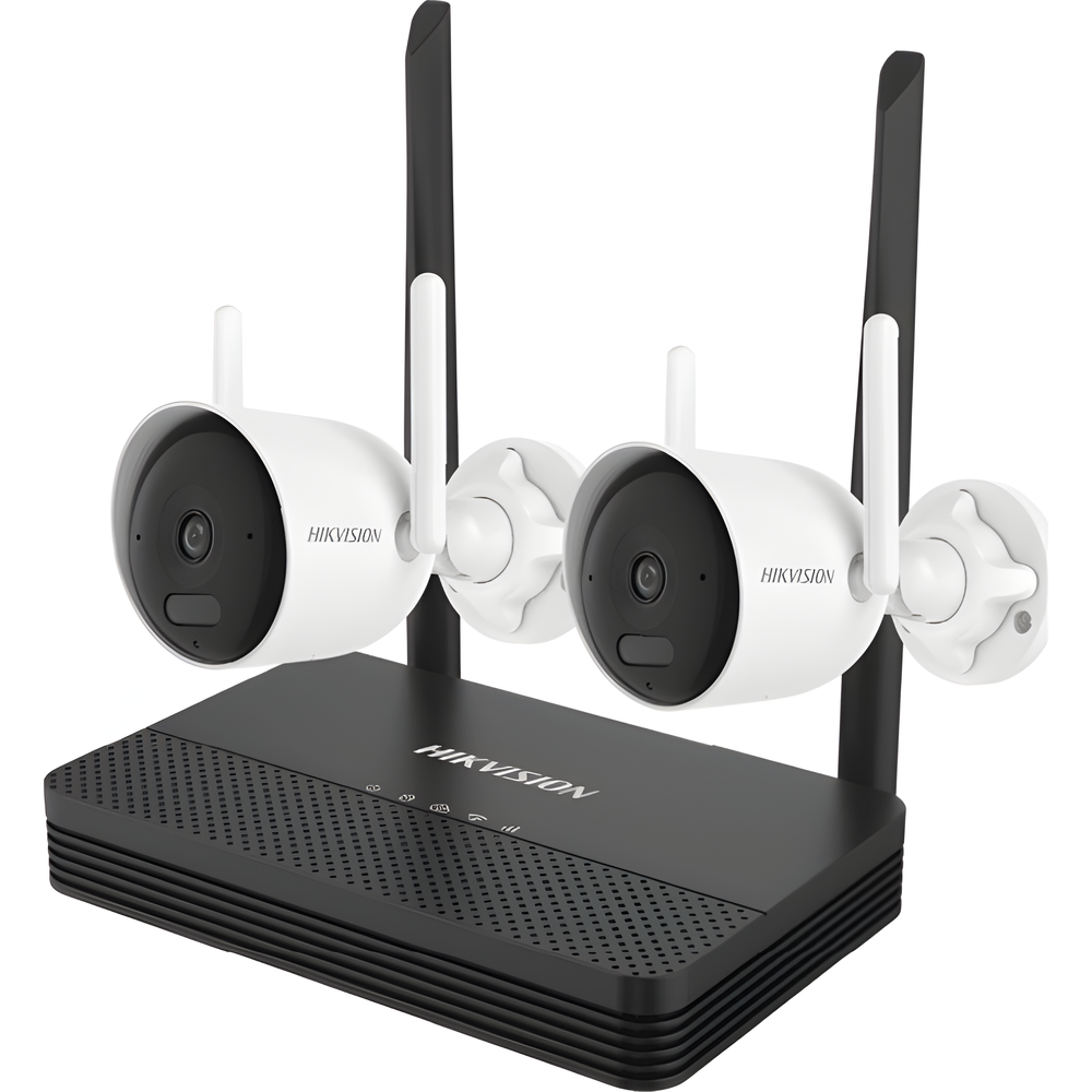 Kit IP Inalámbrico 2 Megapixel (1080p) / NVS 4 Canales / 2 Cámaras Bala para Exterior con Lente 2.8 mm y Dual Light (30 mts IR + 20 mts Luz Blanca) / Audio Bidireccional (Micrófono y Bocina) / Soporta Micro SD de 512 GB