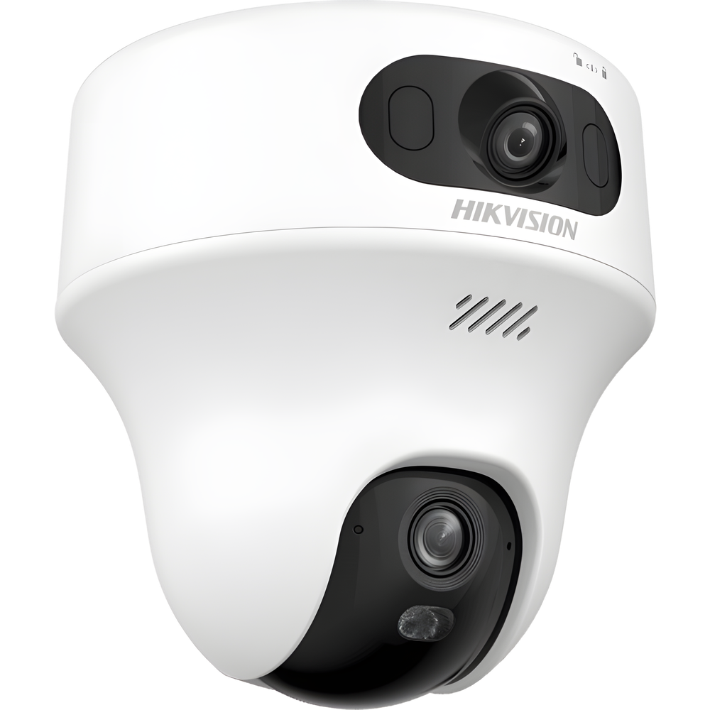 Turret PT 6 Megapixel / Doble Lente (2.8 mm y 4 mm) / Dual Light (10 mts IR + 10 mts Luz Blanca) / Wi-Fi / Interior / Audio Bidireccional (Micrófono y Bocina) / dWDR / H.265+ / 5 VCD (Conector Tipo C)