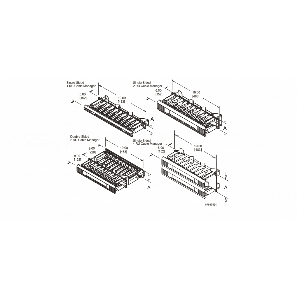 Organizador de Cables Horizontal CableTek, Doble (Frontal y Posterior), Para Rack de 19in, 2 UR