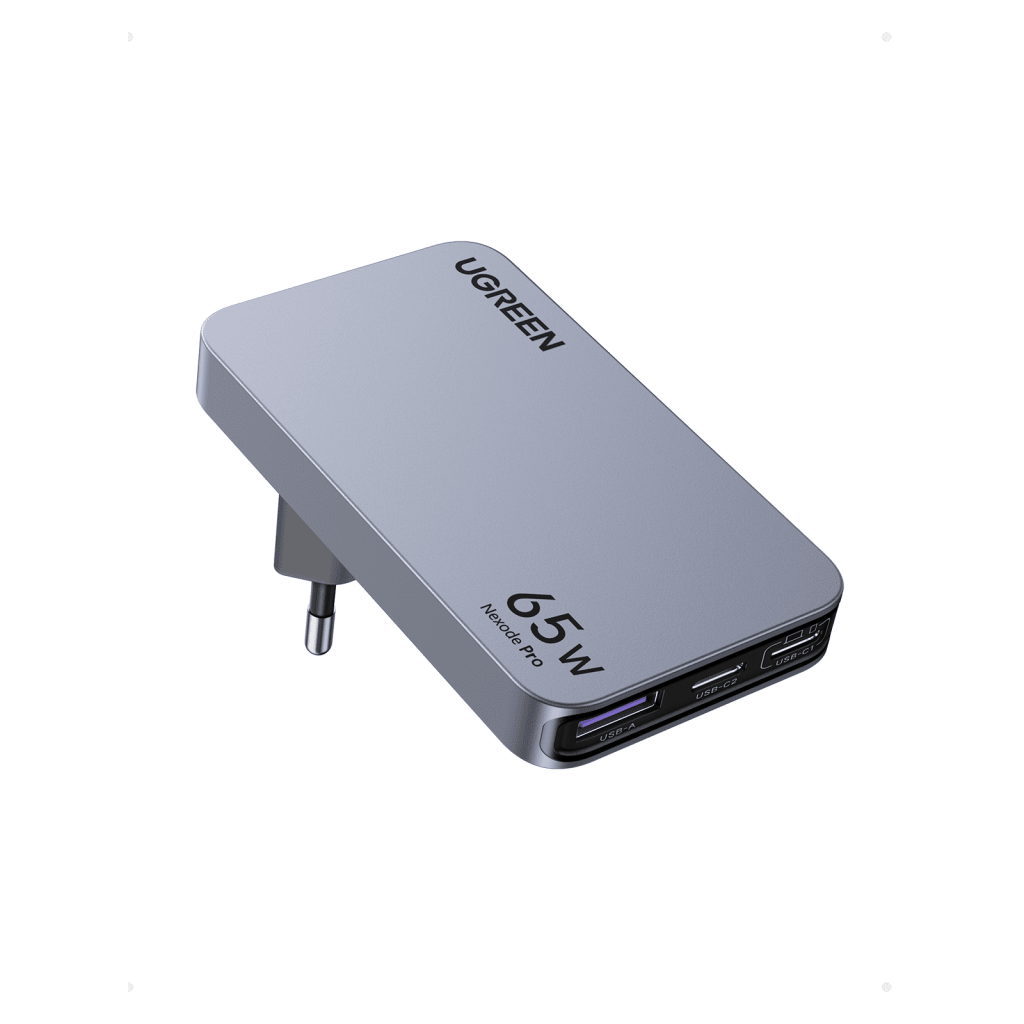 Cargador Rápido GaN 65W UGREEN / 2 Puertos USB-C + 1 Puerto USB-A / Tecnología GaN / Carga Rápida PPS PD 3.0 QC 4.0 / Compatibilidad Universal 100-240V / Diseño Compacto