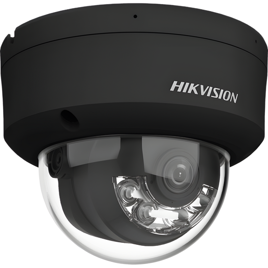 Domo IP 4 Megapixel / Color Negro / Lente 2.8 mm / Dual Light (30 mts Luz Blanca + 30 mts IR) / 2 Micrófonos Integrados / ACUSENSE / Exterior IP67 / IK10 / WDR 120 dB / PoE / ONVIF / Micro SD / Metal / ACUSEEK