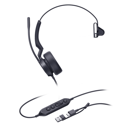 Diadema Cableada Profesional USB-C/A UH44 Mono de Yealink con Cancelación de Ruido por IA y Control de Llamadas Integrado