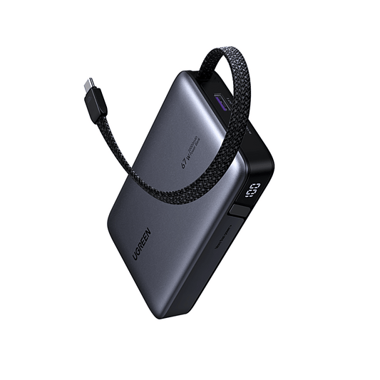 Power Bank 20000mAh / 67W USB-C con Cable Integrado / 1C1A / PD3.0 PPS QC4.0 / Batería 72Wh Li-ion 21700 / Carga Rápida 65W / PC+ABS V-0