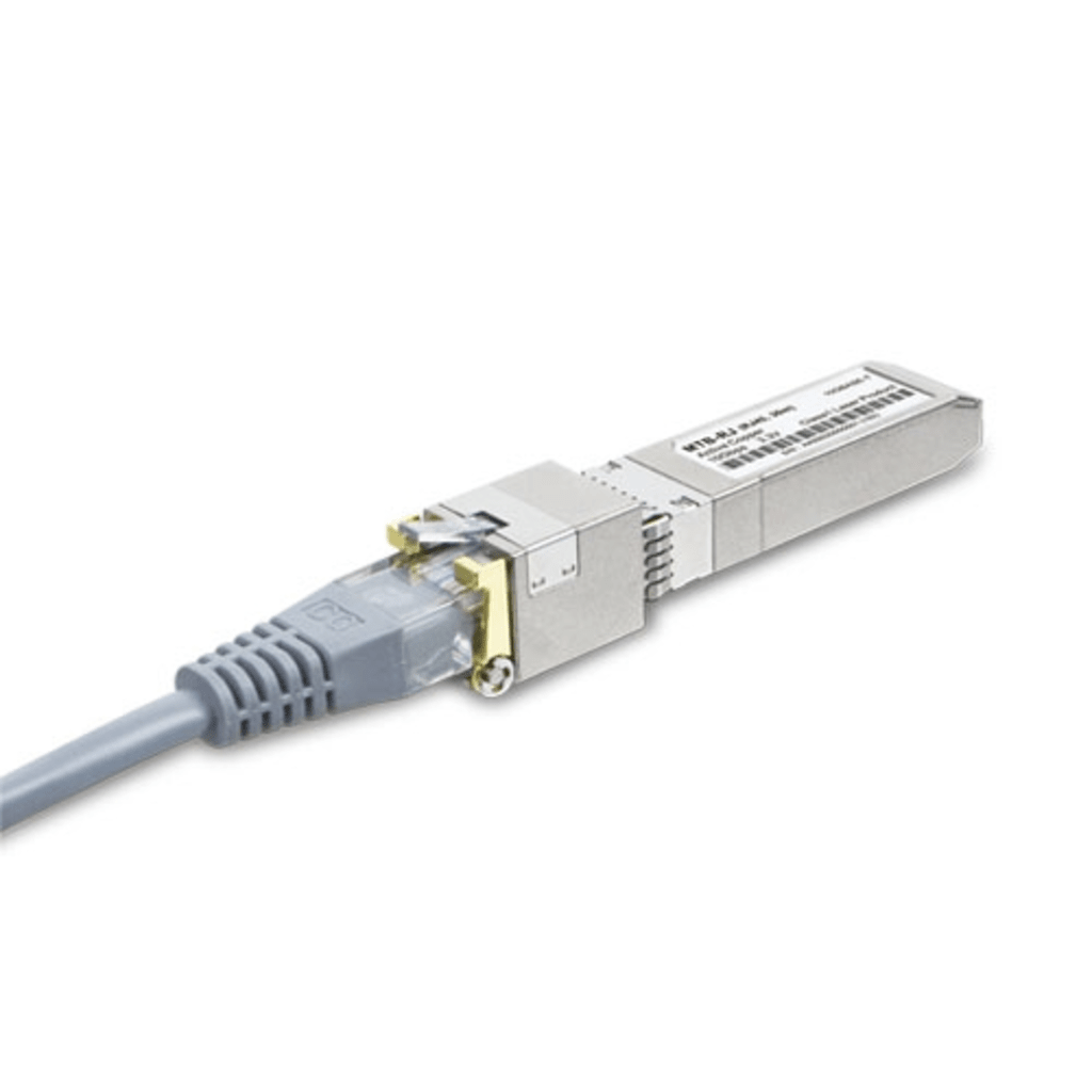 Transceptor Óptico SFP+ a RJ45 / 10 Gbps / Conector RJ45 / 10GBASE-T / Distancia de Hasta 30 m / Operación en Temperaturas Extremas (-40°C a 70°C.