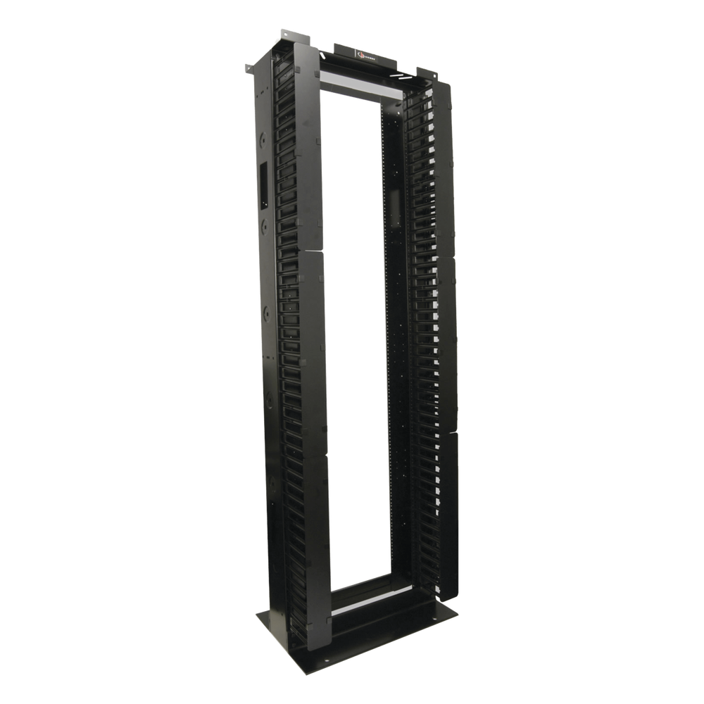 Rack de Aluminio System de 7ft x 19in, 45UR, Con organizadores verticales, conexión de tierra y accesorios de montaje