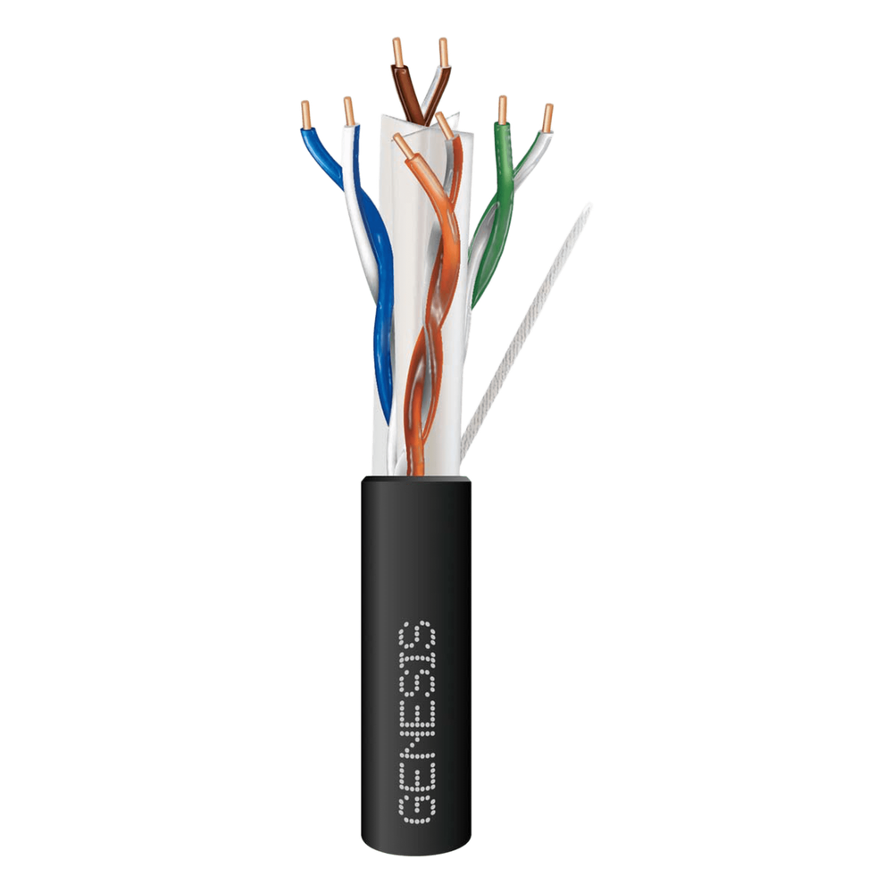 Carrete de Cable de 305 Metros (1000 Pies) Cat6 Calibre 24 Exterior para Climas Extremos, RoHS, Color Negro