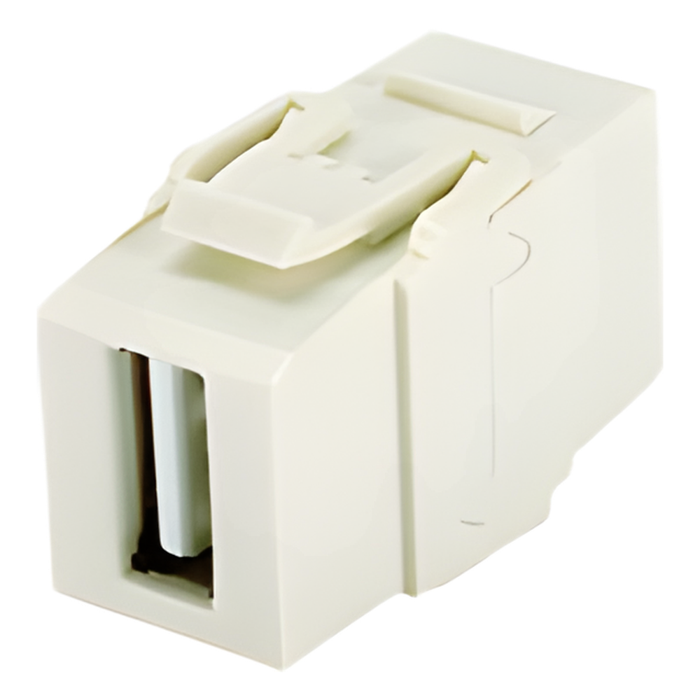 Módulo Acoplador USB 2.0, Hembra a Hembra, Tipo Keystone, Color Blanco Mate