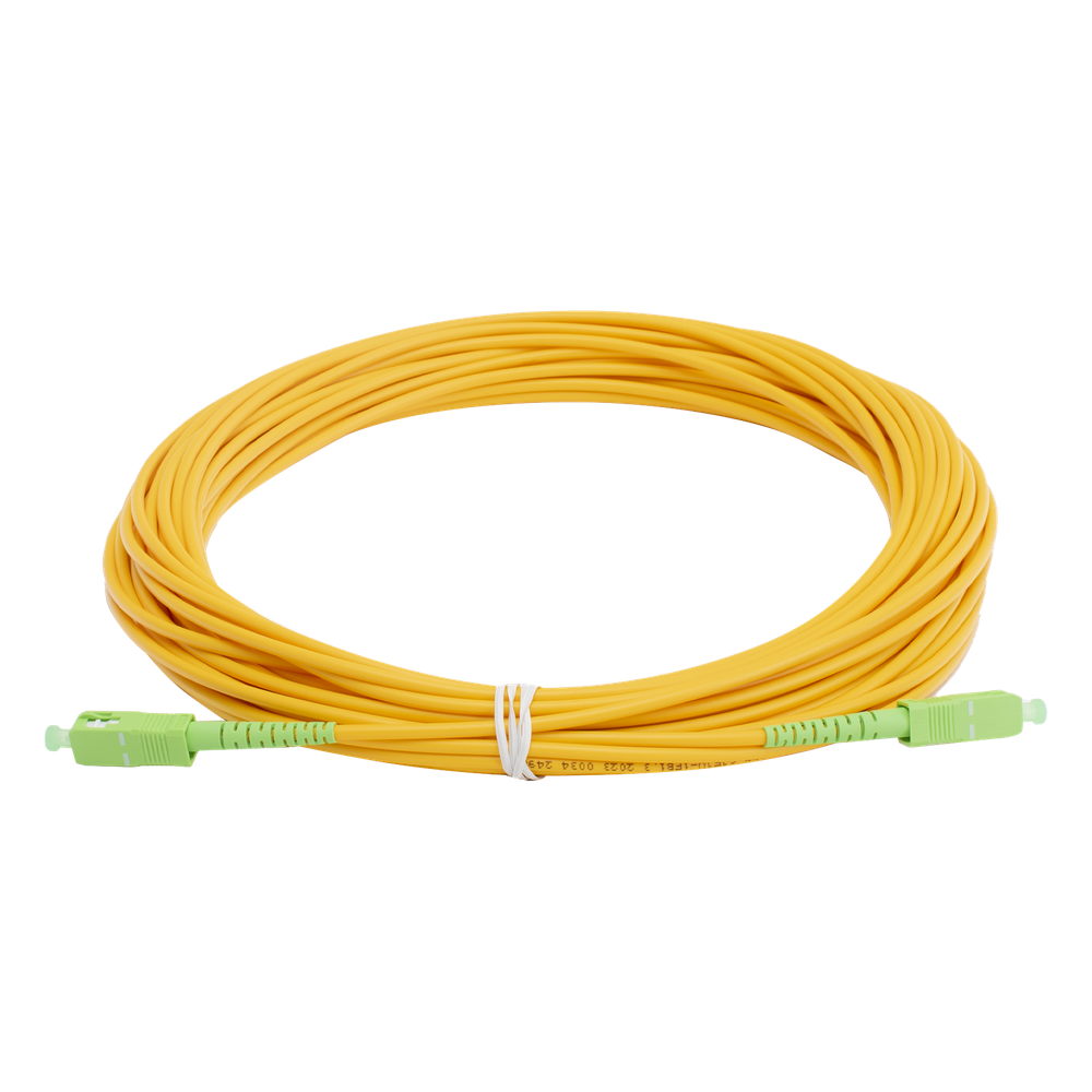 Jumper de Fibra Óptica Monomodo SC/APC - SC/APC Simplex, Color Amarillo, 15 Metros (49.21 Pies)