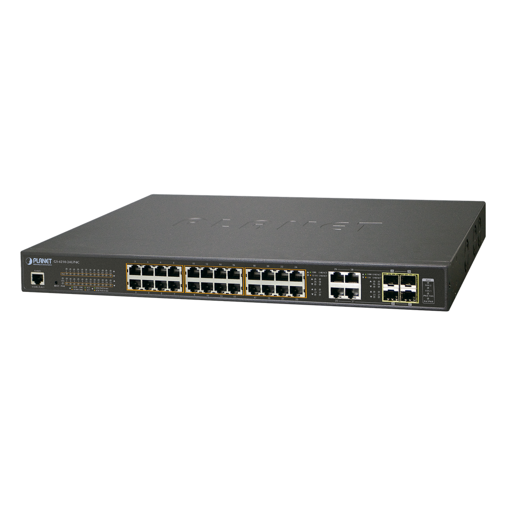 Switch Administrable L2, 24 puertos 10/100/1000T c/Ultra PoE + 4 puertos combo Gigabit TP/SFP, (600W)