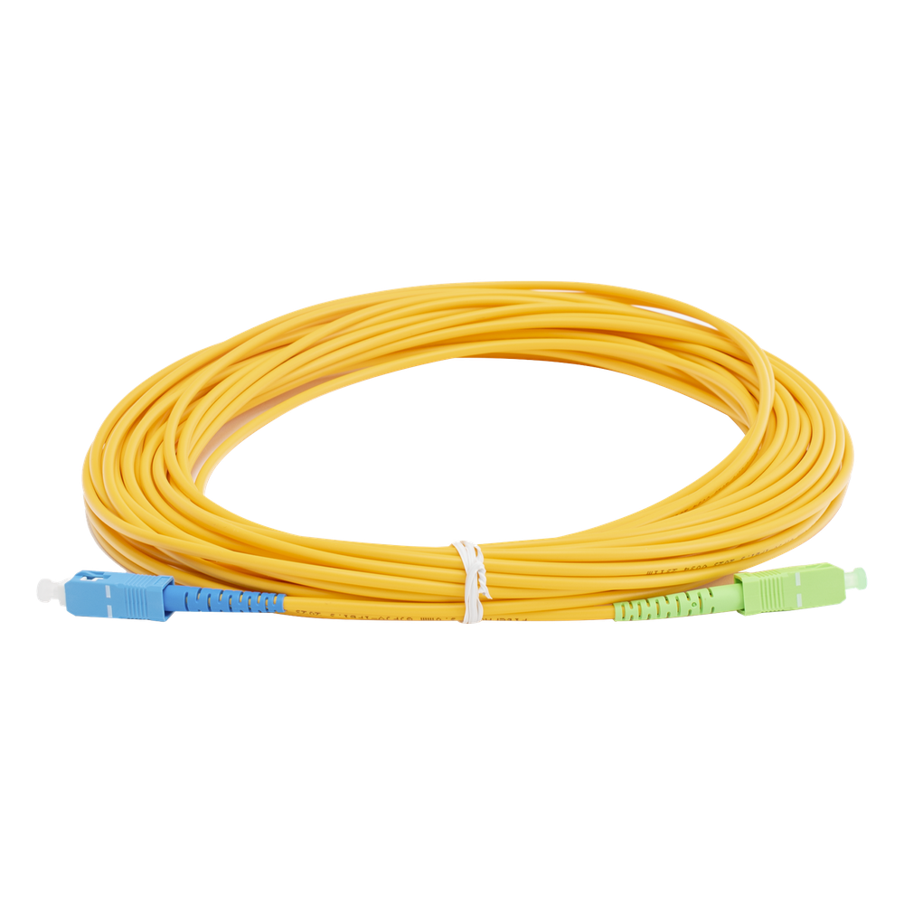 Jumper de Fibra Óptica Monomodo SC/UPC - SC/APC Simplex, Color Amarillo, 15 Metros (49.21 Pies)
