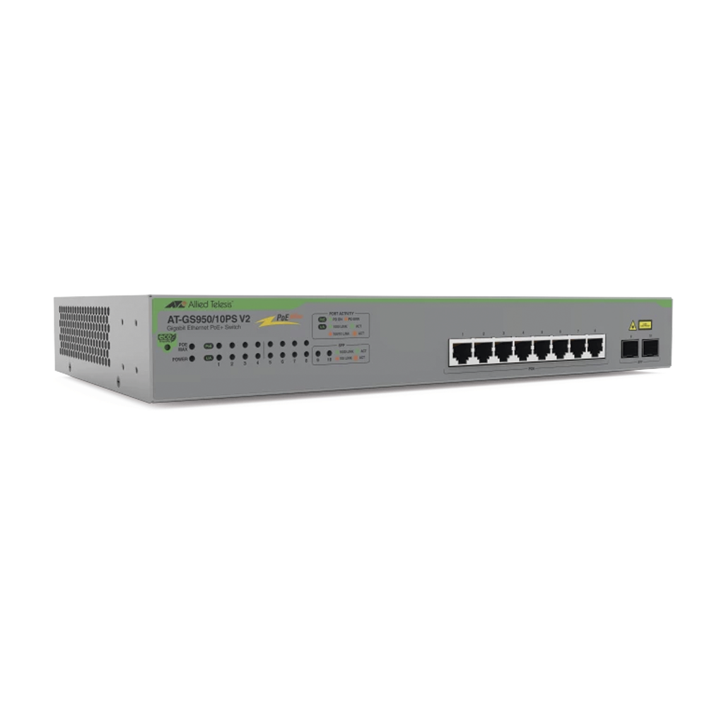 Switch PoE+ Gigabit WebSmart de 10 puertos 10/100/1000 Mbps (2 x Combo) + 2 puertos gigabit SFP (Combo), 75 W