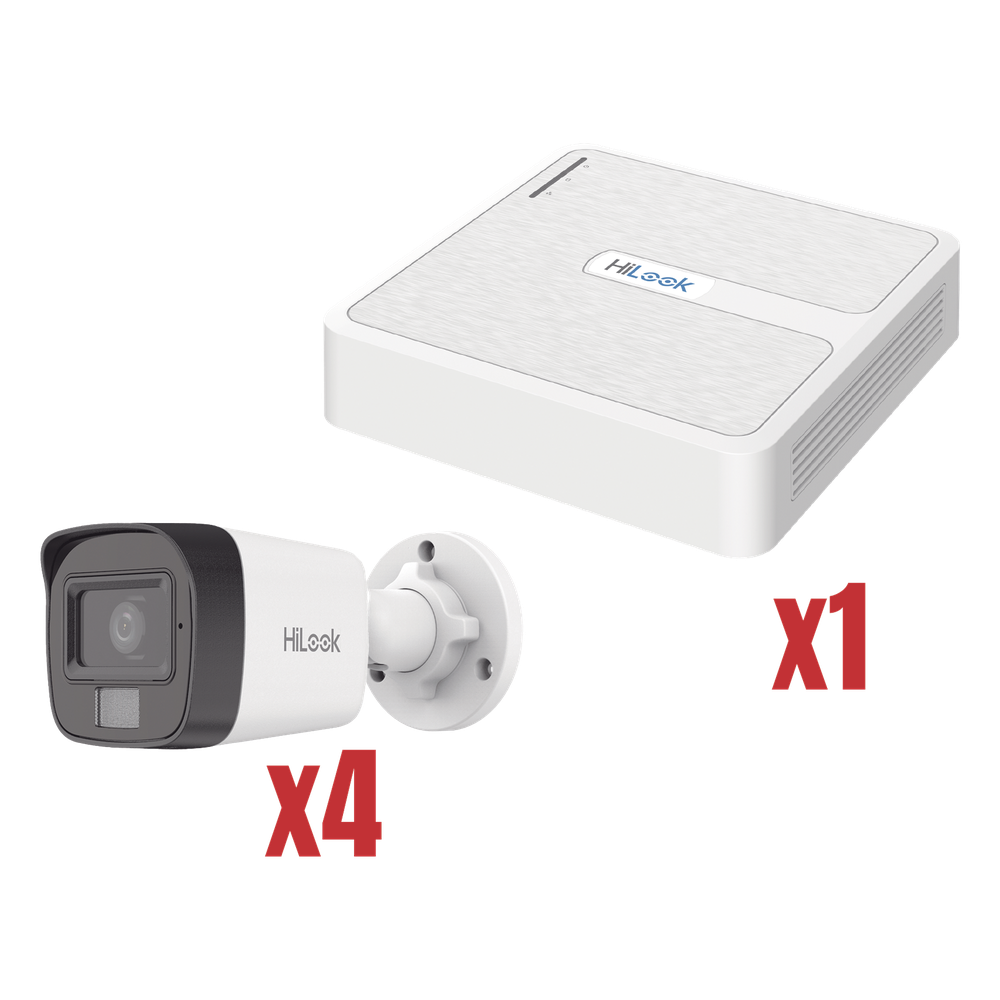 Kit IP 4Megapixel / NVR de 4 Canales con 4 Puertos PoE / 4 Cámaras IP Dual light con microfono