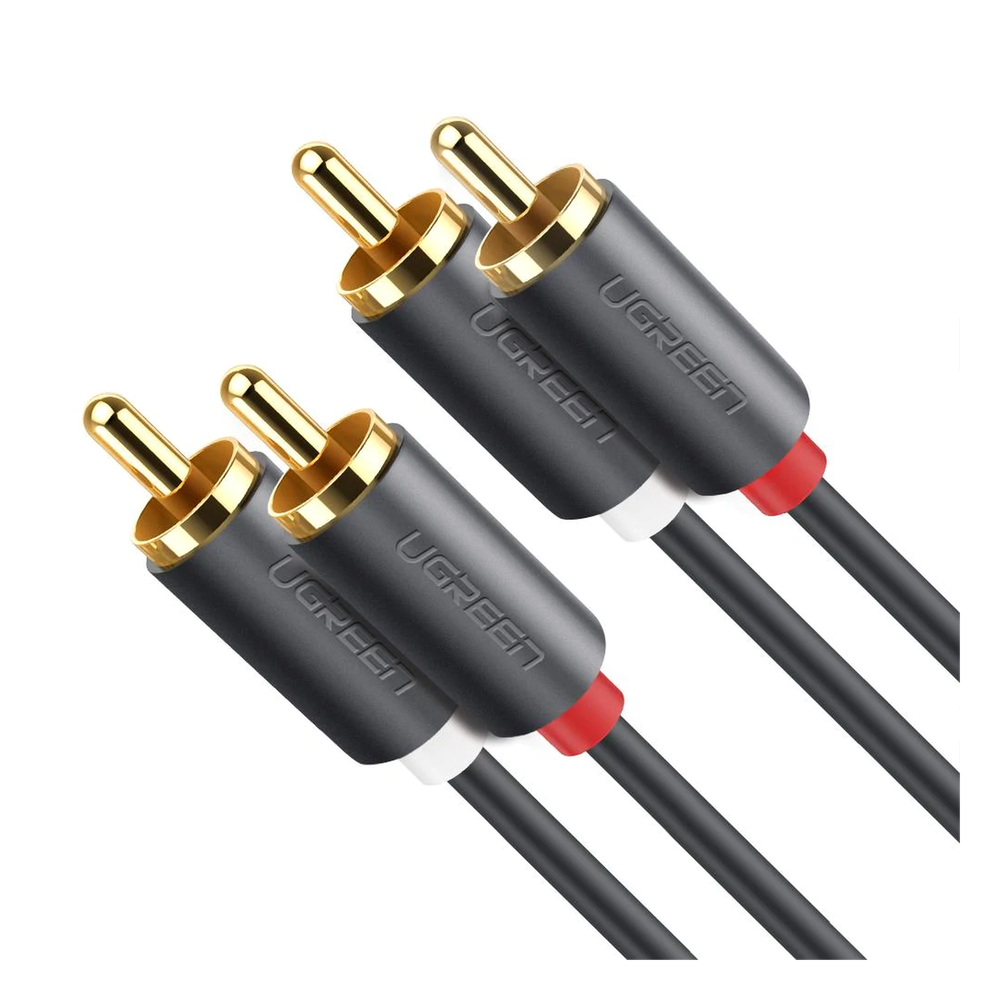 Cable de Audio 2 RCA Macho a 2 RCA Macho / 3 Metros (9.84 Pies) / Color Negro / Alta Calidad / Anillos de Goma para Asegurar un Agarre Firme al Instalar o Quitar el Cable