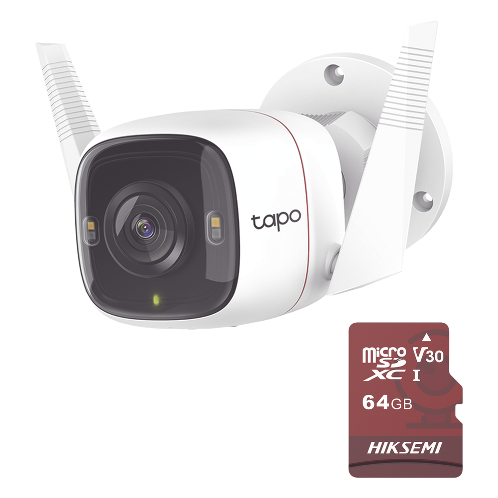 Kit de Cámara IP Wi-Fi / Incluye 1 Pieza Modelo TAPO-C320WS / Utiliza La App Tapo / 1 Memoria Micro SD Modelo Mod HS-TF-E1/64G