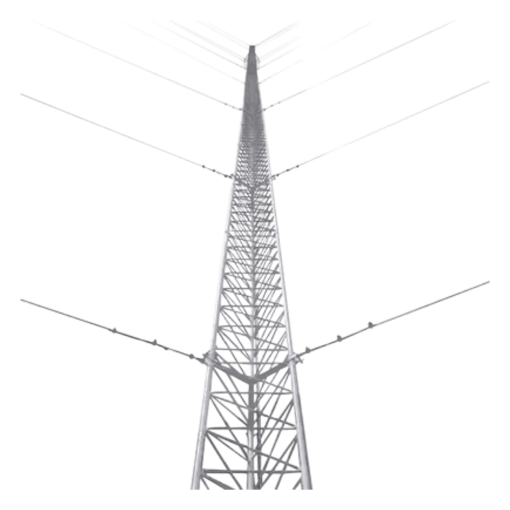 Kit de Torre Arriostrada de Piso de 57 m Altura con Tramo STZ45G Galvanizado por Inmersión en Caliente. (No incluye retenida).