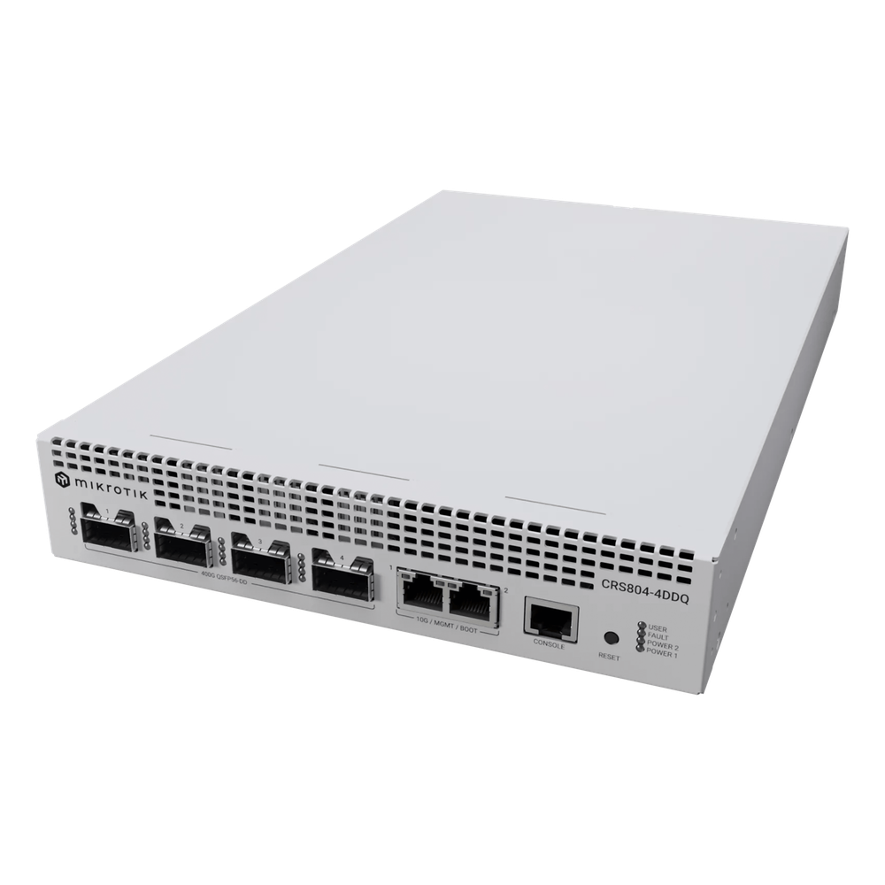 Switch 400 Gigabit / 4 Puertos QSFP-DD 400G/200G/100G/50G/40G + 2 Puertos 1G/10G / Fuentes Hot-Swap / Breakout Multi-Velocidad / AI y GPU Clusters