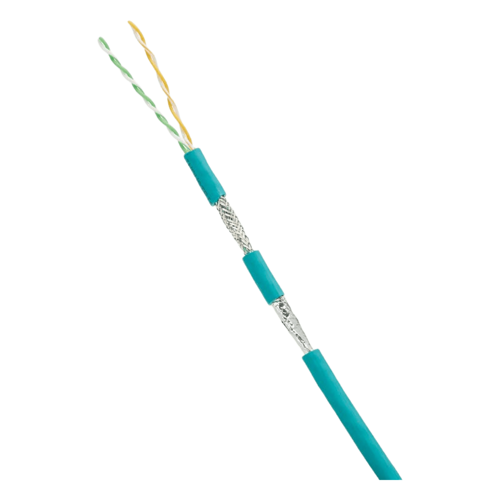 Bobina de Cable Blindado SF/UTP Categoría 5e de 2 Pares, Uso Industrial con Resistencia al Aceite y Rayos UV, Multifilar 24/7 (Flexible), Color Azul Cerceta, Bobina de 305 Metros (1000 Pies)