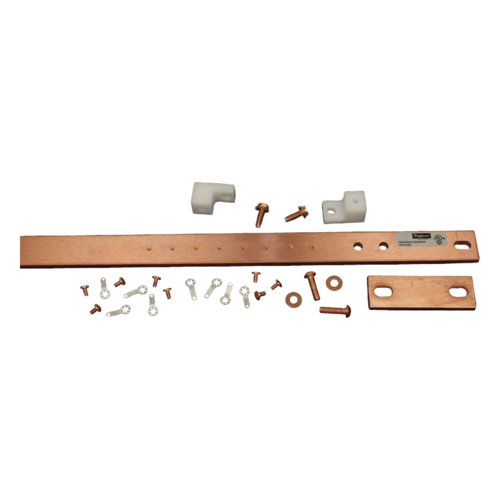 Barra de Tierra Física para Rack 19" (482.6 mm) / 1 UR / Aleación de Cobre 110 Estañado / Espesor 6 mm / Cumple EIA-310-D / Incluye Kit de Montaje