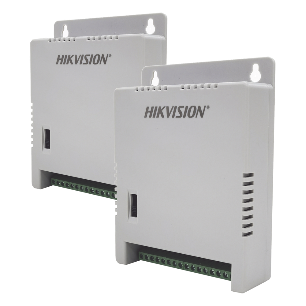 2 Fuentes de Poder Regulada (12 Vcc / 13.5 Vcc / 15 Vcc) para 16 Cámaras / 1 Amp por Salida / Voltaje de Entrada 90 - 130 VCA / Soporta 4K / Modo para Largas Distancias