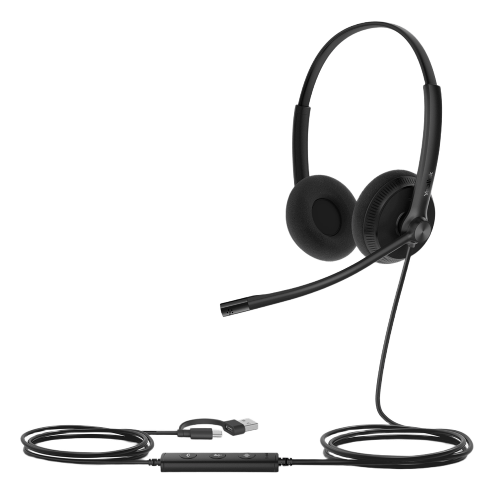 Diadema Cableada Yealink UH34 Lite Dual USB-C/A con Almohadillas de Espuma y Certificación Microsoft Teams / UC