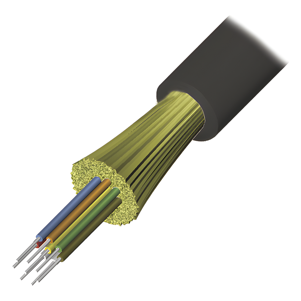Cable de Fibra Óptica de 6 Hilos, Interior/Exterior, Tight Buffer, No Conductiva (Dieléctrica), Riser, Multimodo OM3 50/125 Optimizada, 1 Metro (3.28 Pies)
