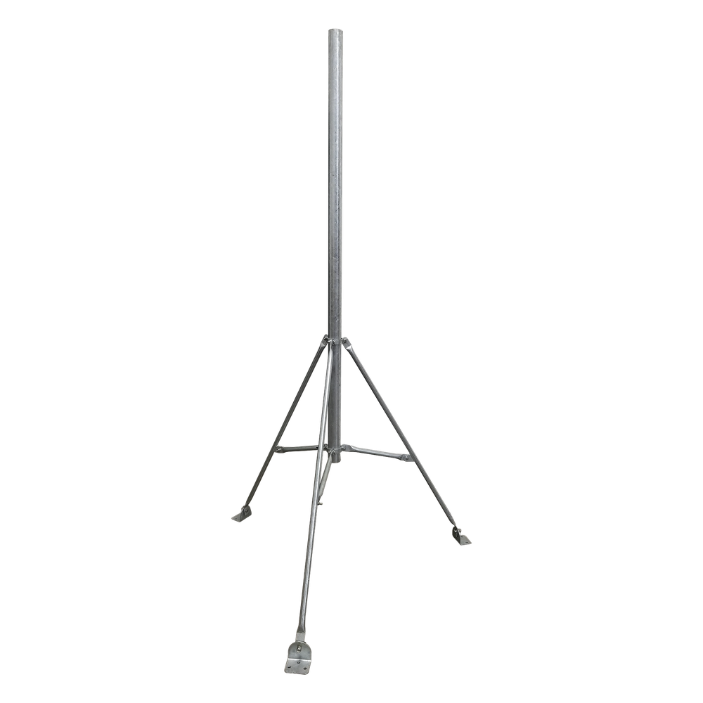 Mástil de 2" x 1.5 metros con Tripie para Instalación en losa. Acero Galvanizado en Caliente.