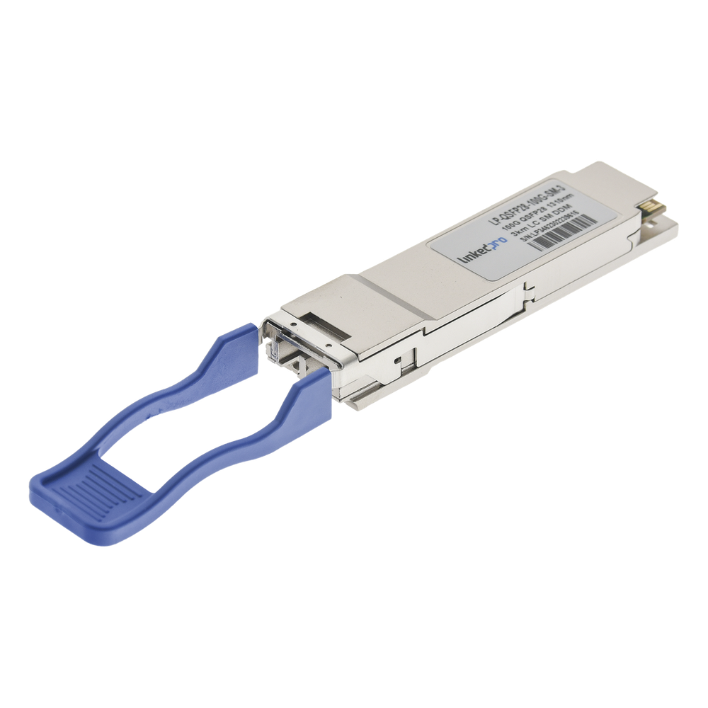 Transceptor Óptico QSFP28 (Mini-Gbic) / Monomodo 1310 nm / 100 Gbps / 100GBASE-LR4 / Conectores LC/UPC Dúplex / DDM / Hasta 3 km