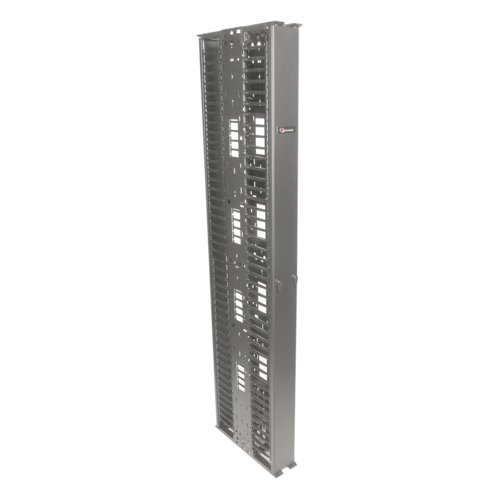 Organizador RouteIT Vertical Doble de 45UR, Fabricado en Acero Laminado en Frío 16AWG, 6in (152mm) de Ancho