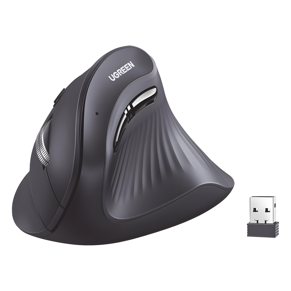 Mouse Inalámbrico en Angulo Vertical | 2.4G & Bluetooth | Conecta 3 dispositivos Simultáneamente | 4 Niveles de DPI | Clic Silencioso | 5 botones Silenciosos | Soporta Win, Mac, Linux & Chrome.