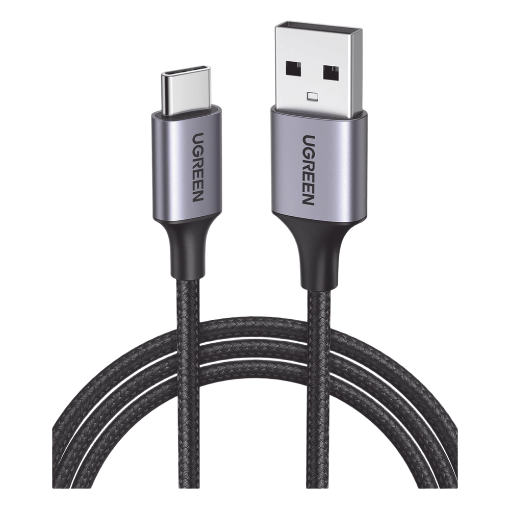Cable USB-A a USB-C | 2 Metros (6.56 Pies) | Transferencia de Datos de 480 Mbps | Carga Rápida | QC 4.0/3.0/2.0 | FPC | AFC | Protección Integrada | Caja de Aluminio | Nylon Trenzado | Color Negro