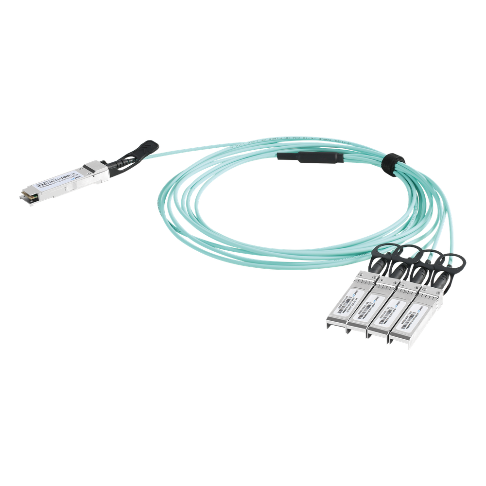 Cable AOC QSFP+ de 40 Gbps a 4x 10 Gbps / Cable de fibra óptica Activo / Longitud: 1 metro
