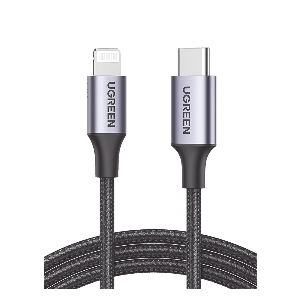 Cable USB-C a Lightning | 1 Metro (3.28 Pies) | Certificado MFi | Carga Rápida 60W | 480 Mbps | Conector C94 | Adecuado para iPhone, iPad y iPod | Protección Integrada | Caja de Aluminio | Nylon Trenzado | Color Negro