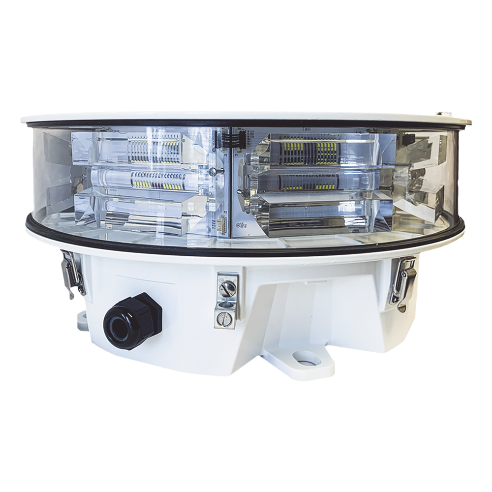 Luz de Obstáculo Media Intensidad FAA LONESTAR / Tipo L864-L865 / 20.000 cd Blanco - 2.000 cd Rojo / 360° Cobertura Horizontal / Infrarrojo 246 mW/sr / Sincronización GPS Opcional / Garantía 5 Años