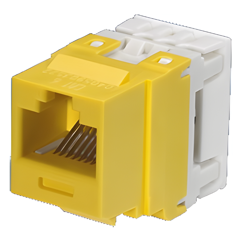 Conector Jack Estilo 110 (de Impacto), Tipo Keystone, Categoría 6, de 8 Posiciones y 8 Cables, Color Amarillo