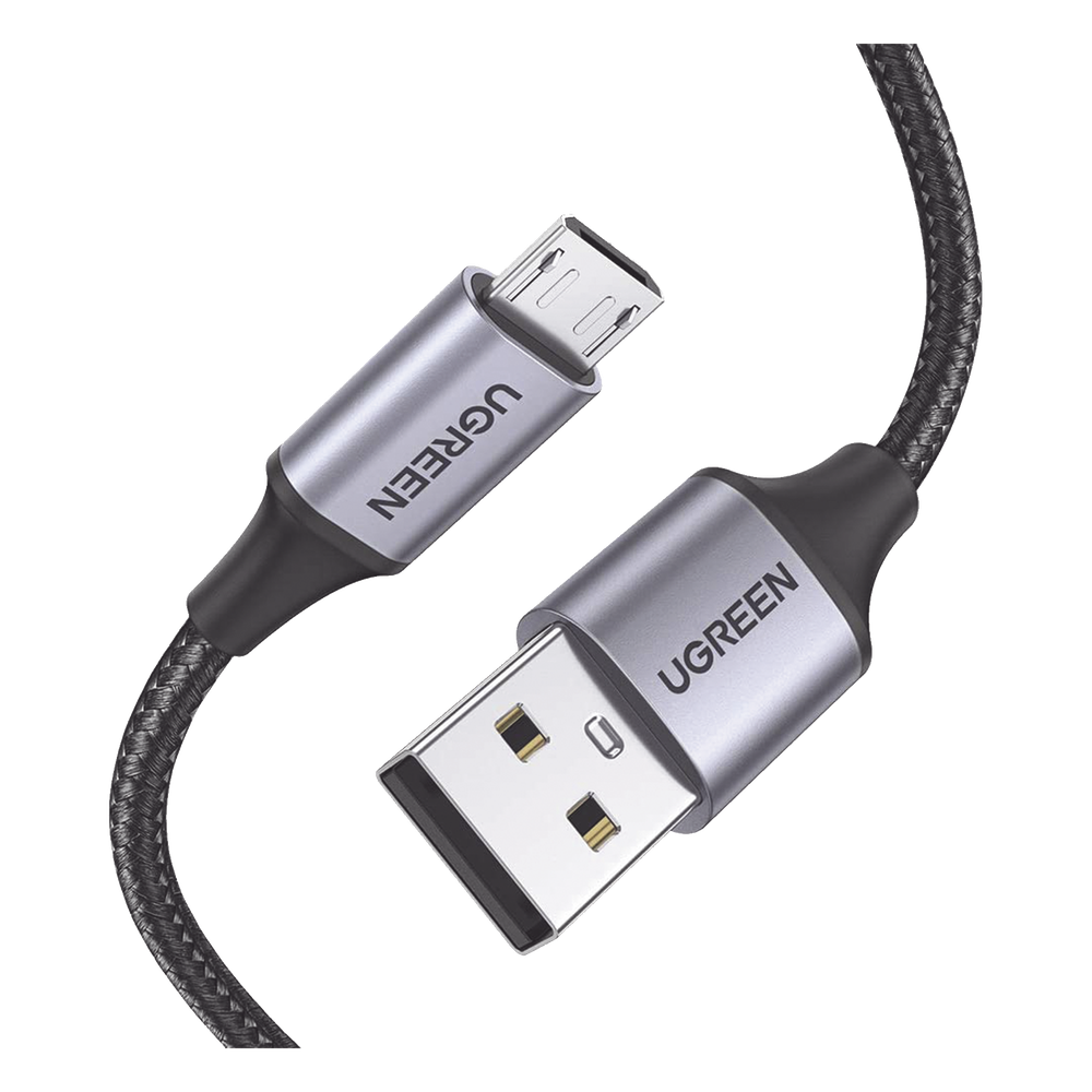 Cable USB-A a Micro USB | 1 Metro (3.28 Pies) | Carga Rápida | QC 3.0/2.0 | FPC | AFC | Transferencia de Datos de 480 Mbps | Recarga hasta 18W | Protección Integrada | Caja de Aluminio | Nylon Trenzado | Color Negro
