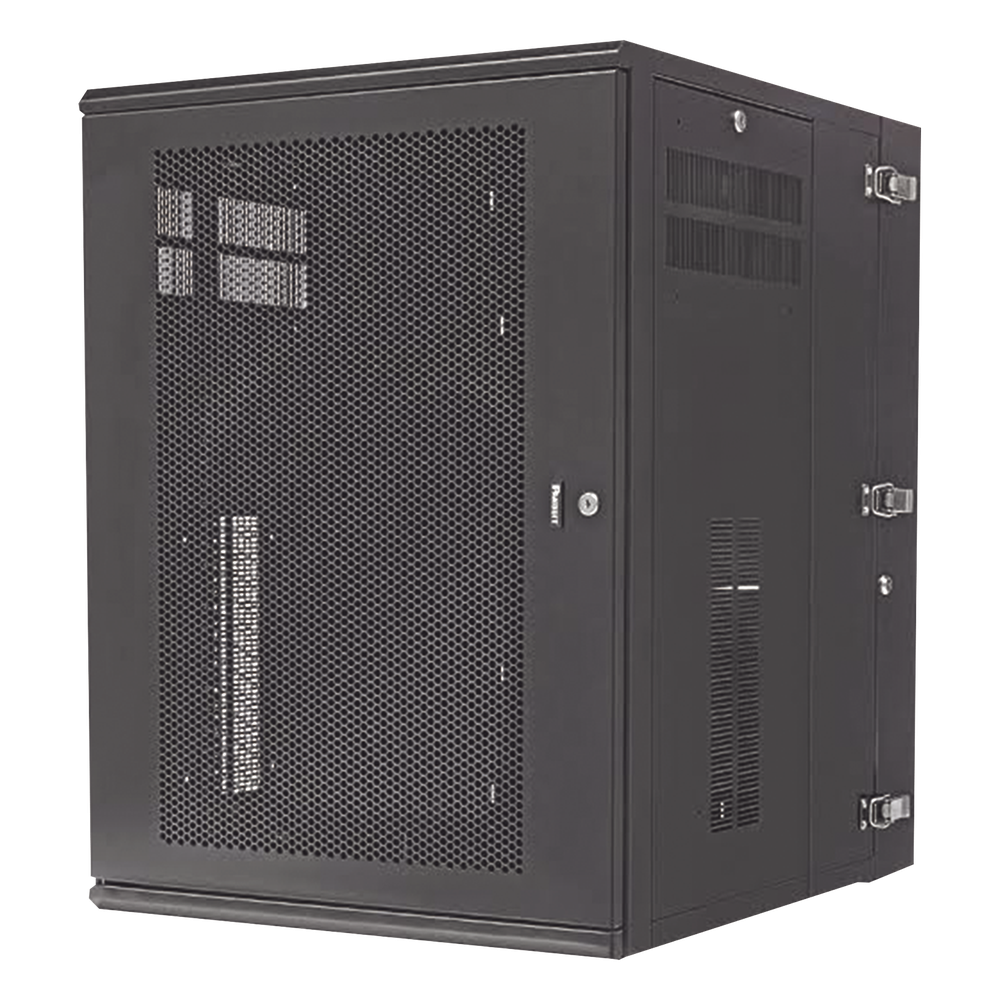 Gabinete PanZone de Montaje en Pared, de 19in, Puerta Ventilada, 18 UR, 762mm de Profundidad, Color Negro