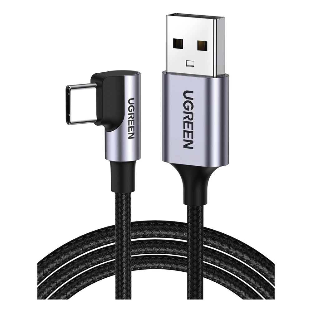 Cable USB-A a USB-C | 2 Metros (6.56 Pies) | Conector con Ángulo Recto de 90° | Carga Rápida de hasta 60W | 480 Mbps | PD3.0 | QC /3.0/2.0 | FPC | AFC | Protección Integrada | Caja de Aluminio | Nylon Trenzado | Color Negro