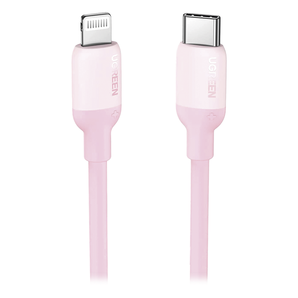 Cable USB-C a Lightning / Certificado MFi / 1 Metro / Adecuado para iPhone, iPad, iPod / Carga Rápida PD 20W / Sincronización de Datos de hasta 480 Mbps / Goma de Silicona y TPE. / Suave al Tacto / Color Pink